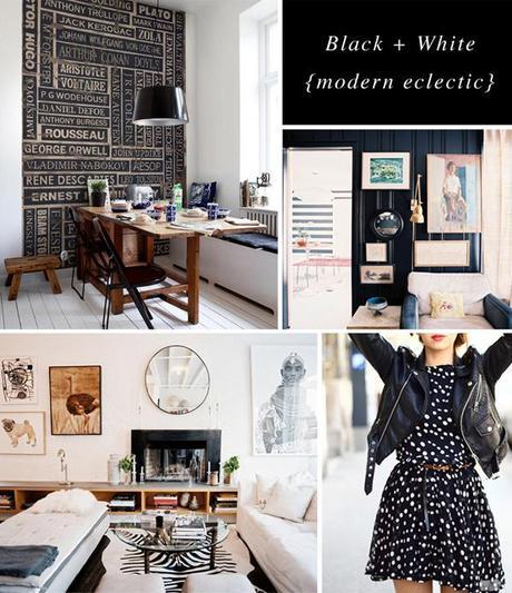 black white eclectic moodboard