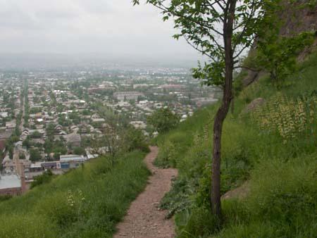 Path around Solomon's Throne, Osh is visible in the background