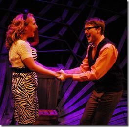 Erin Creighton and John Sessler in Street Tempo Theatre’s “Little Shop of Horrors” at Stage 773. (Photo credit: Linda Gartz)