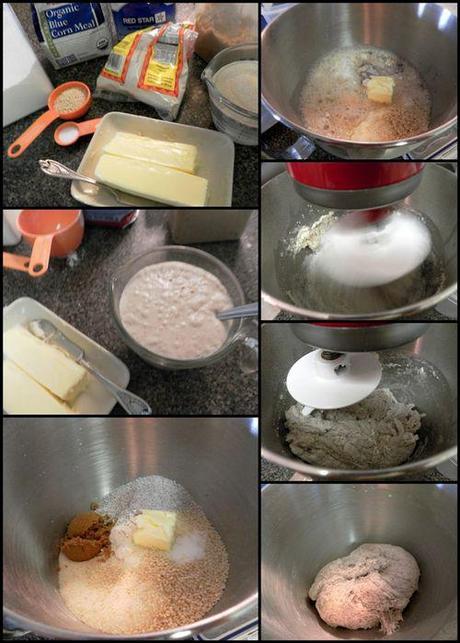Crunchy Corn, Semolina & Sesame Loaf -dough collage