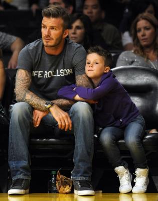 Kim Kardashian, Justin Bieber, David Beckham - Celebrity Fans of The NBA In Los Angeles