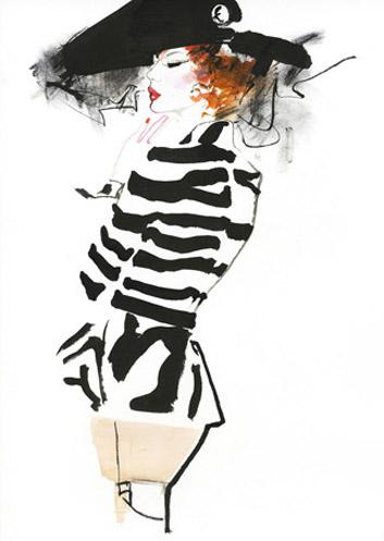 david-downton-fashion-illustration-black-white-striped-jacket-hat