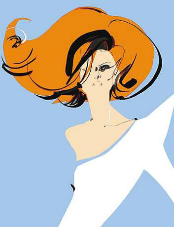 david-downton-fashion-illustration-white-dress-red-hair