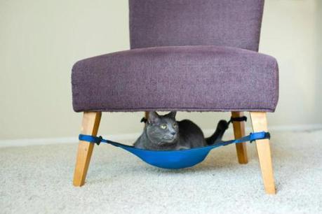 Kitty Cradle attaches to any chair with four legs: © Mark Martinez Photography