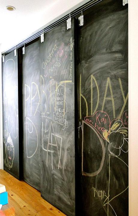 Kitchen pantry doors with chalkboard paint 