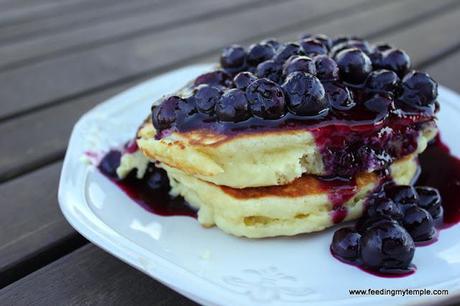 Lemon Ricotta Pancakes with Blueberry Sauce