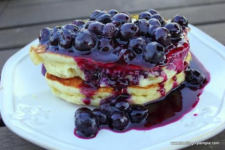 Lemon Ricotta Pancakes with Blueberry Sauce