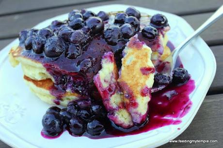 Lemon Ricotta Pancakes with Blueberry Sauce