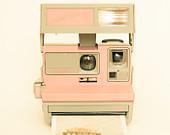 Polaroid camera photo, vintage camera, pastel, pink, neutrals, modern home decor, hipster, Polaroid love, pale pink - Pink Pola Love 8x8 - bomobob