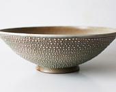 Spotted Serving Bowl, Pale Mint and Cream, Stoneware, Spotted - DiTerra