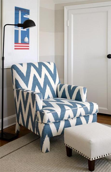 Finnian's Moon D.C. Design House blue zig zag ikat chair