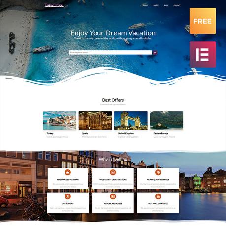 11 Free & Premium Elementor Templates for Different Projects Travel WordPress Theme