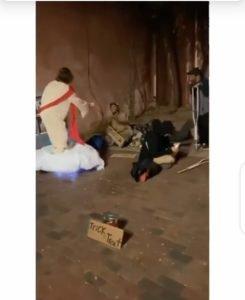 Unbelievable! Man Rocks Jesus Costume, Feeds People On The Street With Bread