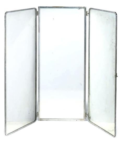 triple floor mirror mosaic a chrome plated metal fold standing