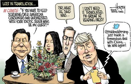 Image result for trump xi trade war cartoon