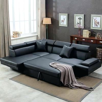 leather corner couches durban black sleeper sectional futon sofa faux bed living set