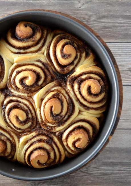 Churro Cinnamon Rolls with Chocolate Drizzle