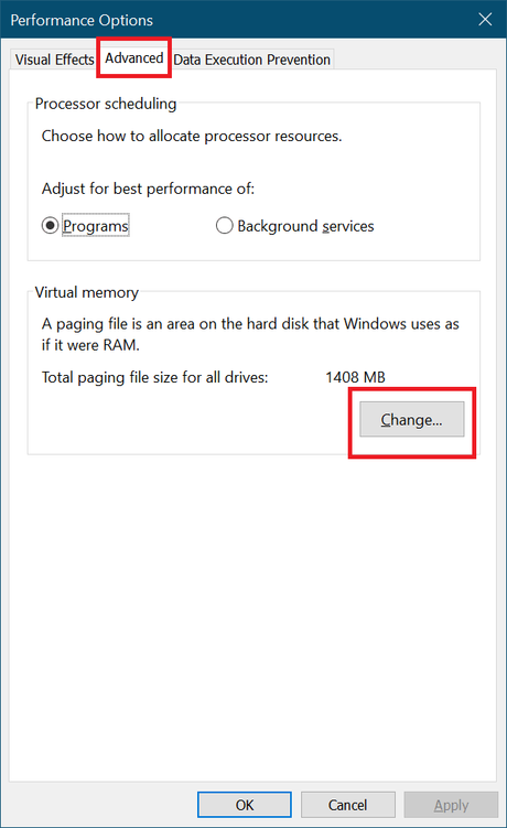 How to Delete Pagefile.sys in Windows 10 (Right Steps) performance options advanced tab windows 10