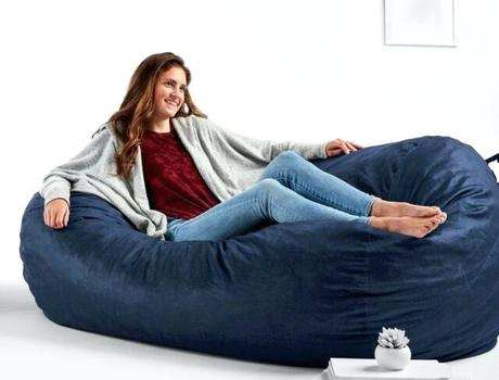 memory foam bag duvalay sleeping large bean chair blue sofa adult futon 6 ft sleeper double fiber
