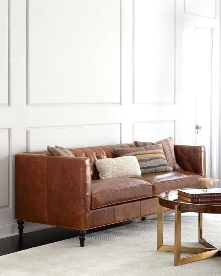 leather tufted settee white button sofa with rolled arms