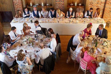 100 Best Barn Wedding Photos the top table viewed from the balcony at gaynes park