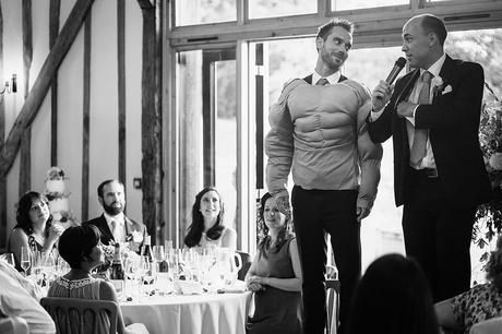 the groom dresses up during the best mans speech