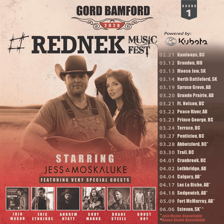 Gord Bamford Announces #REDNEK Music Fest Tour with Jess Moskaluke and Friends