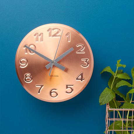 Karlsson Bold Engraved Modern Kitchen Wall Clock, Copper