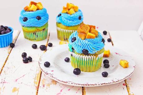 Healthy Blueberry Cupcakes Topped with French Toast