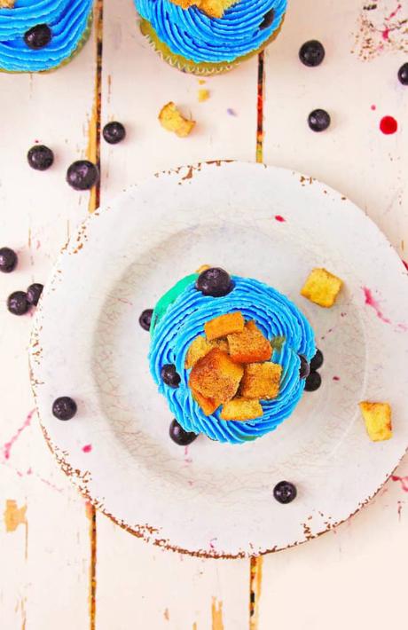 Healthy Blueberry Cupcakes Topped with French Toast