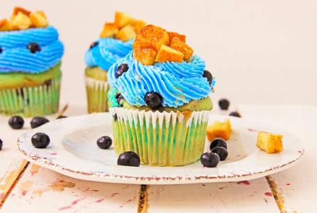 Healthy Blueberry Cupcakes Topped with French Toast