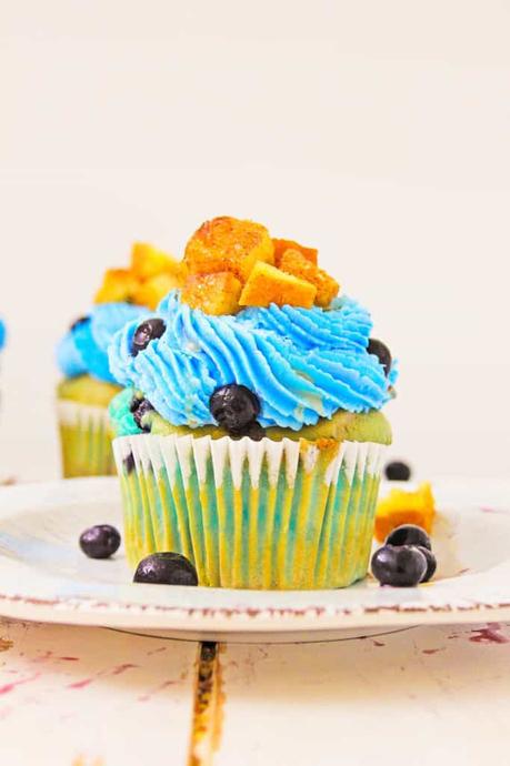 Healthy Blueberry Cupcakes Topped with French Toast