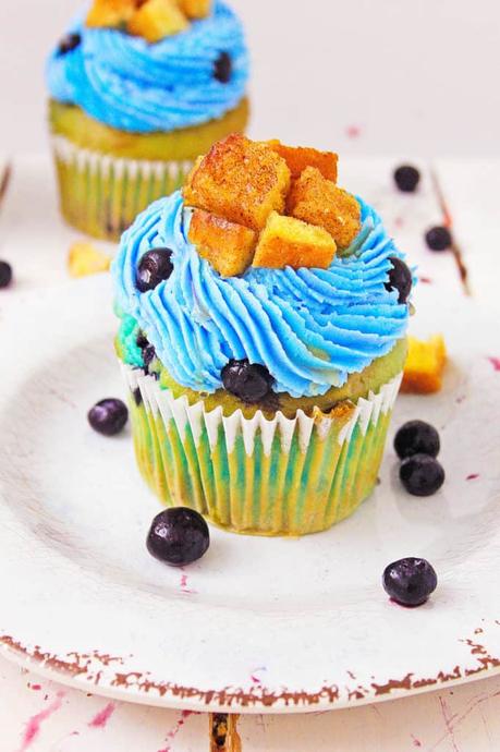 Healthy Blueberry Cupcakes Topped with French Toast