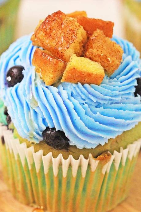 Healthy Blueberry Cupcakes Topped with French Toast