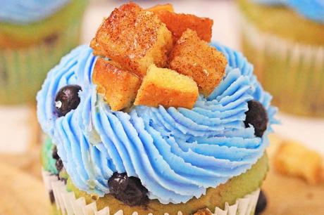 Healthy Blueberry Cupcakes Topped with French Toast