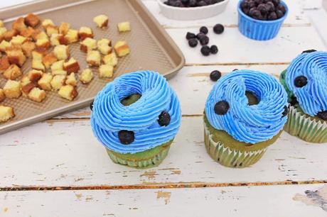 Healthy Blueberry Cupcakes Topped with French Toast