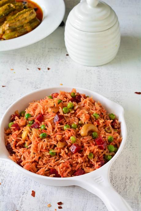 Beetroot Pea Pulao Recipe, How To Make Beet Pulao