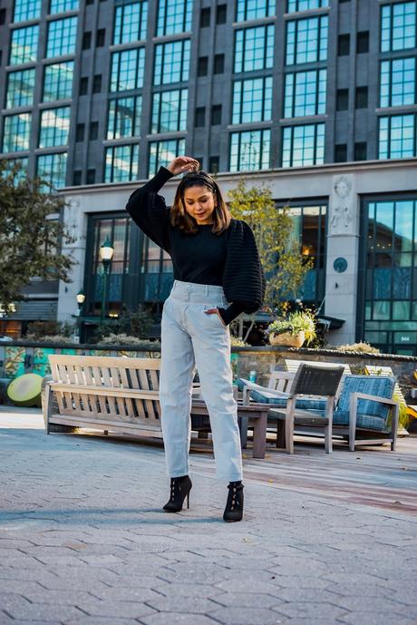 must have bow sweaters for fall, gift guide for your girlfriend, black sweater, fall fashion, must have sweaters, bow back sweater, statement sleeves, myriad musings, saumya shiohare 