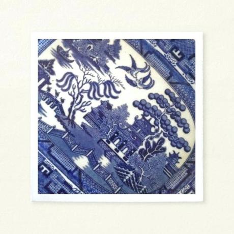 blue pattern china and white wallpaper vintage willow plate tile dish paper napkin