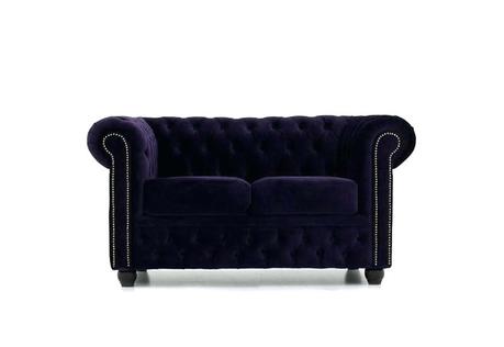 purple chesterfield couch velvet sofa ebay uk fabric dark 2