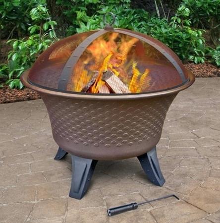 contemporary fire bowl scale embossed flared pit