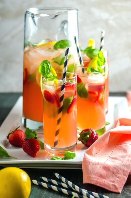 summertime vodka drinks summer easy strawberry basil spiked lemonade