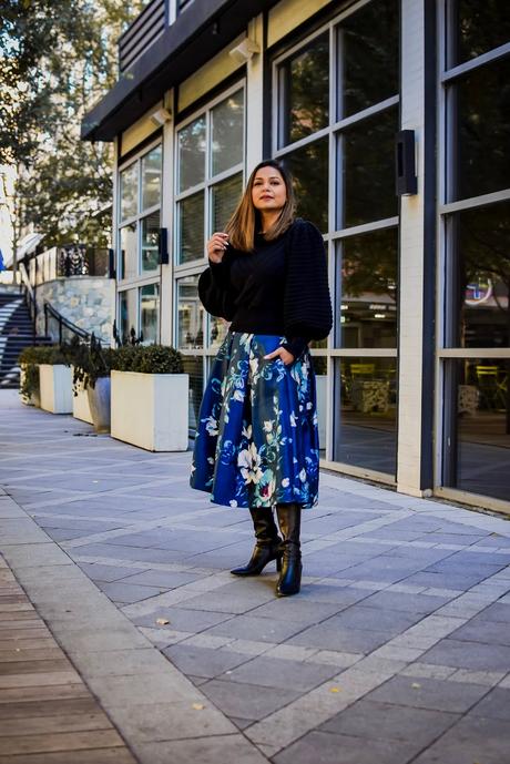 navy and black outfit, bow sweater, tipi boots, street style, street photography, style myths, myriad musings, saumya shiohare 