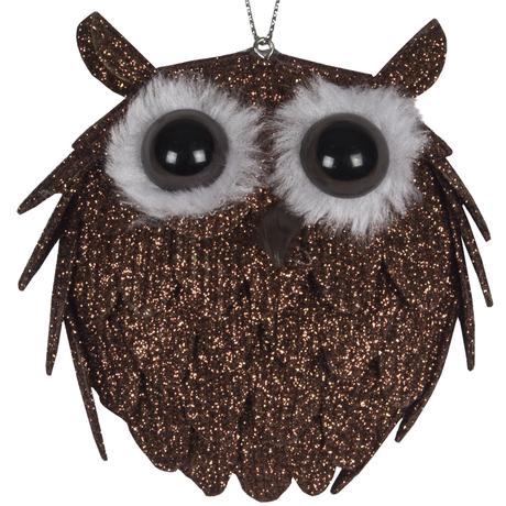 An owl glitter ornament 