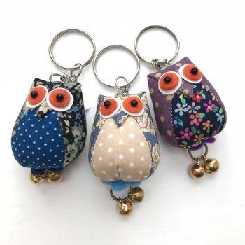 A group of 3 handmade owl keyrings