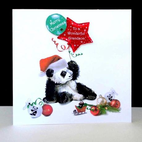 Panda Merry Christmas Grandson Handmade Card