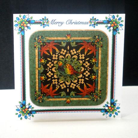 Festive Turquoise Partridge Coaster Card