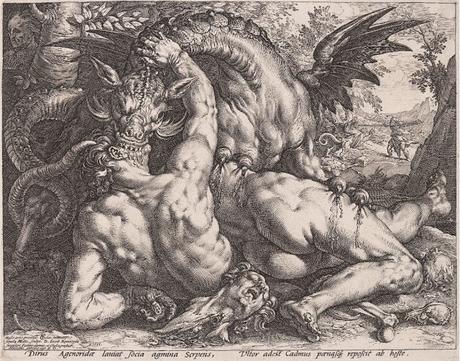 Hendrick Goltzius The Dragon Devouring the Companions of Cadmus, 1588 Engraving on cream laid paper 25.5 × 32 cm National Gallery of Canada, Ottawa Purchased 2019