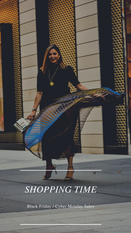 black friday, cyber monday sales, shopping, holiday gift guide, fashion, lifestyle, sale picks, black pleated dress, saumya shiohare, myriad musings 