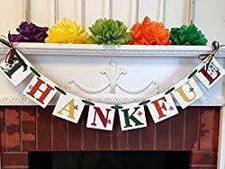 Image: Thanksgiving Decorations - Thanksgiving Banner - Fall Decorations - THANKFUL Banner - Fall Mantle Garland - Family Photo Prop